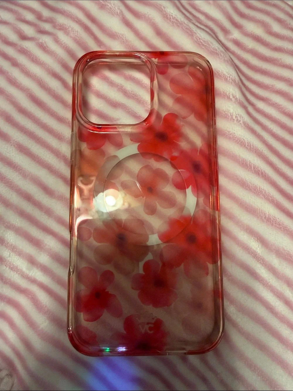 iPhone 16 Pro Max Floral Clear Red Phone Case with MagSafe Compatibility